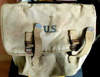 Wwii Us Army M - 1936 Musette Bag Khaki 1942 Dated Made By Puce