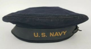 Vintage Wwii Ww2 Us Navy Usn Sailor Flat Hat