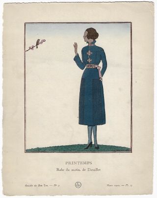 Vintage 1920 French Art Deco Pochoir Gazette Du Bon Ton Dœuillet Flapper Fashion