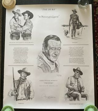 Dan Brewer Buffler The Duke Memory Of A Legend Print Signed 1985 - John Wayne