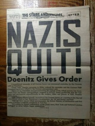 May 8 1945 The Stars And Stripes Germany Edition Extra - Nazis Quit - Complete