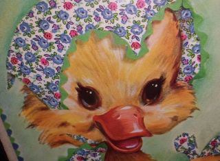 Vintage Adorable Duckling Framed Print By Coby - Cute Embossed Duck,  Nursery