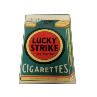 Vintage 1938 Lucky Strike Cigarettes Celluloid Tobacco Advertising Pocket Mirror