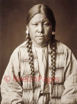 Art Print Of C.  1905 Edward Curtis Photo Cheyenne Indian Girl Montana 11x17