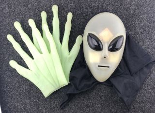 Vintage Creepy Alien Mask With Extra Long Finger Gloves Rubber Alien Hands