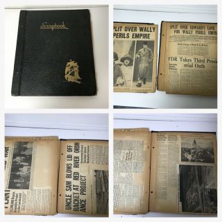 Vtg Scrap Book Photo Album Newspaper Clippings 1940 