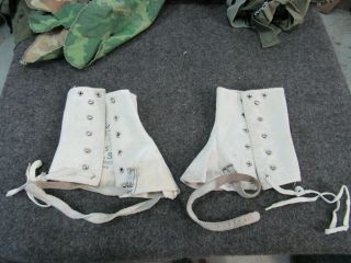 Wwii Us Army Mountain Troops Ski Gaiters Small Hood Rubber Co 1942 Rare White