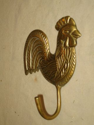 Vintage Solid Brass Chicken Wall Coat Hook Hanger 2 Available