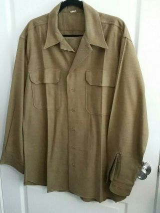 Vintage Ww2 Era Us Army Wool Uniform Light Green Shirt 17 - 35