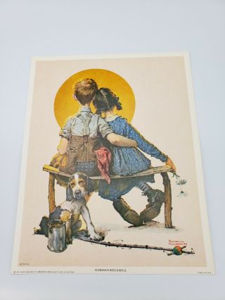 Norman Rockwell " Puppy Love  Boy And Girl Gazing At The Moon " 1972 Lithograph