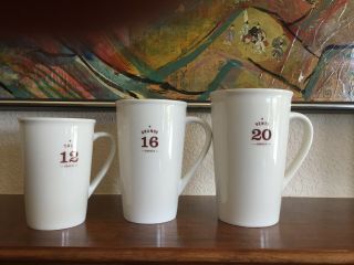 Set Of 3 Starbucks 12 16 20 Ounce Tall Grande Venti White 2010 Coffee Mugs Cups
