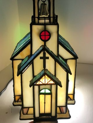 Vintage Tiffany Style Inspired Stained Glass Church Light Table Lamp
