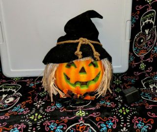 12 " Halloween Fiber Optic Pumpkin Jack - O - Lantern Scarecrow Color Changing
