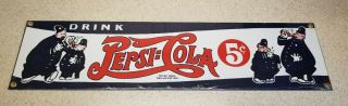 Ande Rooney Drink Pepsi Cola Porcelain Sign Thick Heavy,  Brass Grommets 18 " Nos