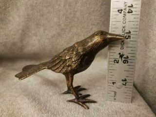 Vintage Solid Brass Bird Figure Figurine Crow/raven
