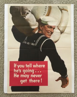 Vintage Wwii Poster Measures 28” By 20”.