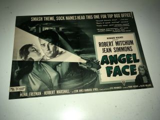 Angel Face Movie Trade Ad Robert Mitchum Jean Simmons Film Noir Bad Girl Poster