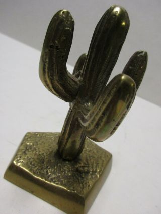 Vintage Solid Brass Cactus Figurine 3 - 1/4 " Tall