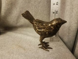Vintage Solid Brass Bird Figure Figurine Sparrow