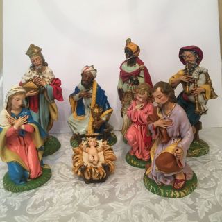 Vintage Baby Jesus Mary Joseph Angel & Wise Men Nativity Figurines Made In Italy