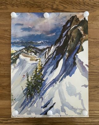 " Squaw Valley Kt22 " (cecile Johnson 1977) 18 " X 24.  5 " Watercolor Art Print Poster