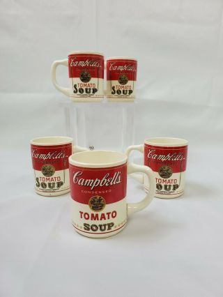 Set Of 5 Vintage Campbells Tomato Soup Coffee Mugs 8 Oz Usa Ceramic Cups Red - - S2