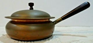 Vintage Copper Ash Pot With Wood Handles