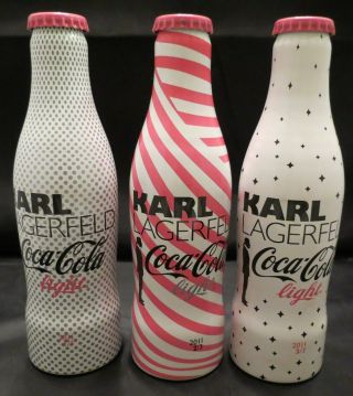 Set Of 3 Coca - Cola Light Aluminium Bottles 250 Ml Karl Lagerfeld Benelux 2011