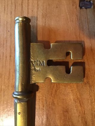 Vintage Large Brass Skeleton Key Virginia Metalcrafters 7 1/2 