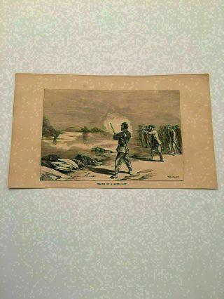 K64) Death Of Confederate Spy Us Secret Service Civil War 1868 Engraving
