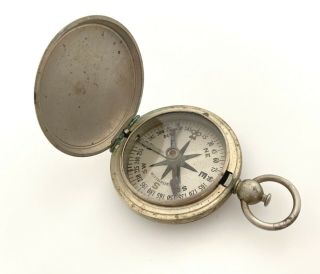 Vintage Ww Ii Us United States Military Compass Wittnauer Silver Tone