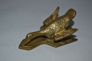 Vintage Brass Wall Mount Spring Loaded Duck - Paper Clip - Note Holder