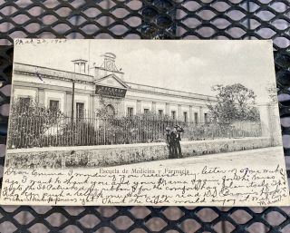 1905 Guatemala Antique Postcard Escuela De Medicina Y Farmacia