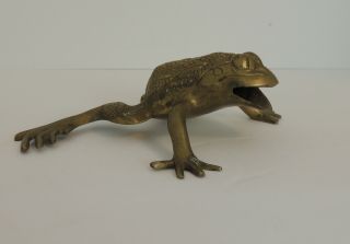 Vintage Brass Frog Paper Weight Figurine Statue Paperweight Penco