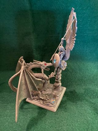 Pewter Archangel Michael Slaying Dragon - Complete - Partha Pewter Tom Meier
