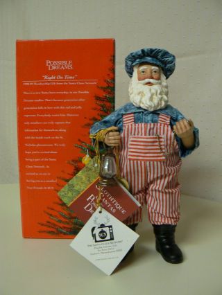 Possible Dreams Clothique Santa Right On Time Christmas Overalls Lantern