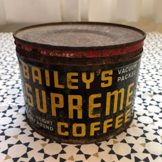 Vintage Baileys Supreme Coffee Advertising Metal Tin Container