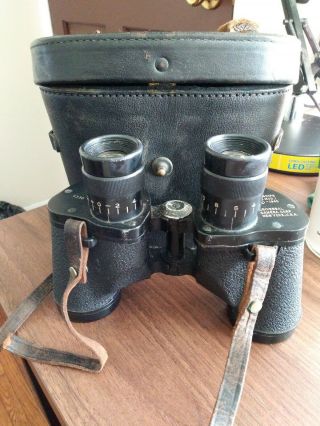 Wwii Us Navy Bu Ships Mark 33 Mid 1 1943 Binoculars With Leather Case