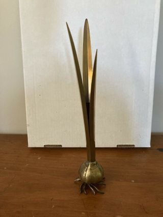 Vintage Carnevale Brass Onion/garlic Bulb Bud Vase Candle Holder 13 "