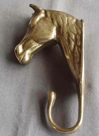 Vintage Brass Horse Head Wall Hook Riding Equestrian Coat Tack Stable Dog Leads