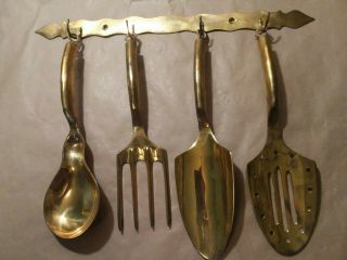 Vintage 4 Piece Set Of Copper Utensils With Hanger Made In India