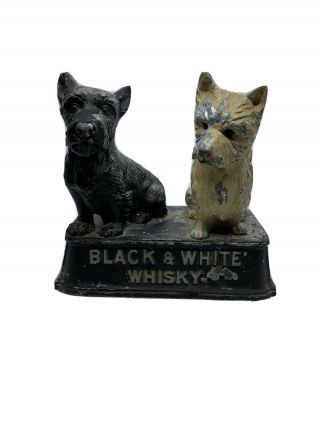 Vintage Black & White Scotch Whiskey Cast Metal Scottie Dogs