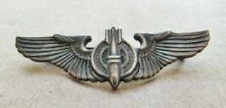 Wwii Us Army Air Corps Bombadier Sterling Wings Marked Pin - Back 2 Inch 8