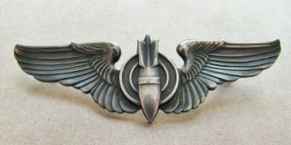 Wwii Us Army Air Corps Bombadier Sterling Wings Marked Pin - Back 3 Inch 7