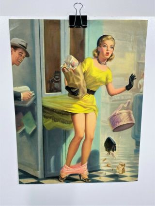 Vintage 1950s Art Frahm Pin - Up Girl 13 " Poster Art Number Please Risque Panties