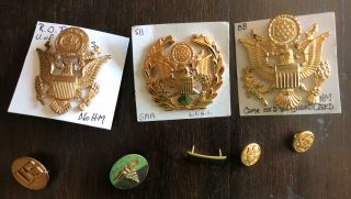 Ww2 & Post Us Army Military Officer Cap Hat Badges And Medical Pin Buttons Rank