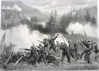 Civil War,  Battle Of Rich Mountain Virginia Mcclellan 1867 Art Print Engraving