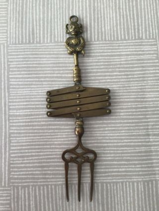 Vintage Lincoln Imp Concertinaed Brass Toasting Fork Very Rare