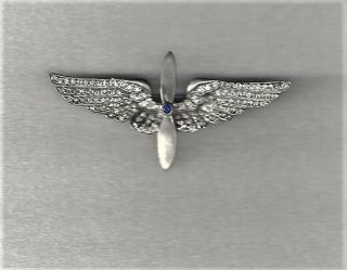 Ww2 Sterling Us Army Air Corps 2 5/8 " Designer Sweetheart Wings Jewel Encrusted