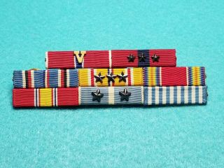 Usmc Wwii Korean War Ribbon Bar Pacific Bronze Star W/valor Good Conduct 8 Rib